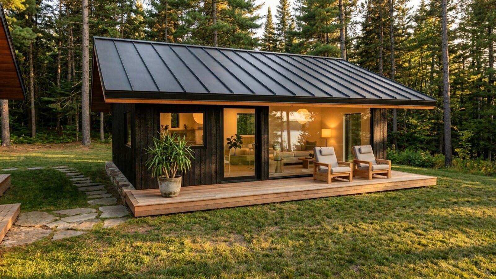 The guest cottage porch facing the lake