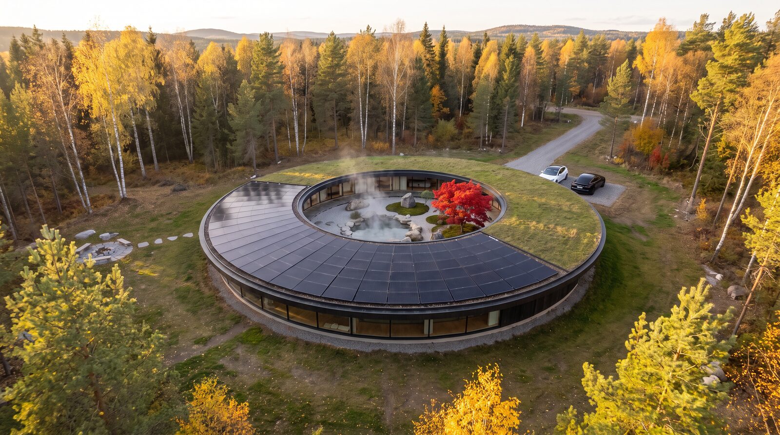 The ring in its meadow clearing in autumn